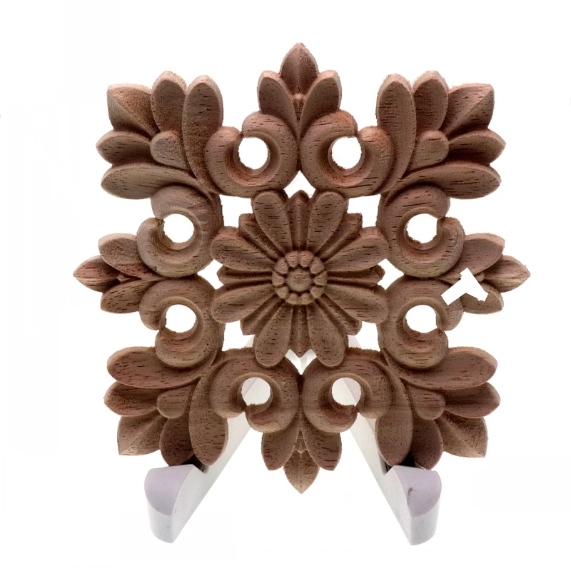 RUNBAZEF Vintage Unpainted Wood Carved Decal Corner Onlay Applique Frame Home decoration accessories Furniture Wall Decor Crafts