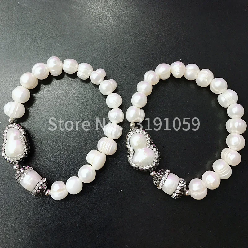 

Natural freshwater pearl bracelet pure natural bread bead hand string simple fancy bracelet with pure silver clasp new product