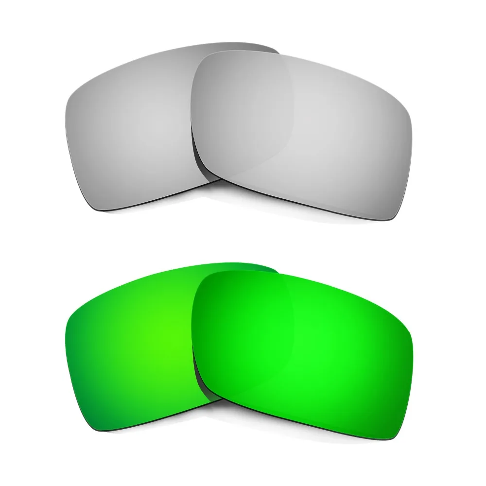 

HKUCO For Gascan Sunglasses Polarized Replacement Lenses Silver/Emerald Green 2 Pairs