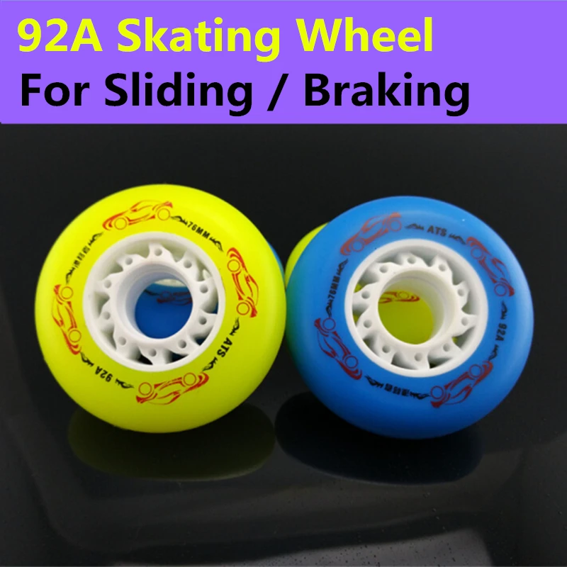 

92A Sliding Wheel Braking Inline Skates Wheels for Roller Skate Player, 80mm 76mm 72mm Suit for 608 Bearing