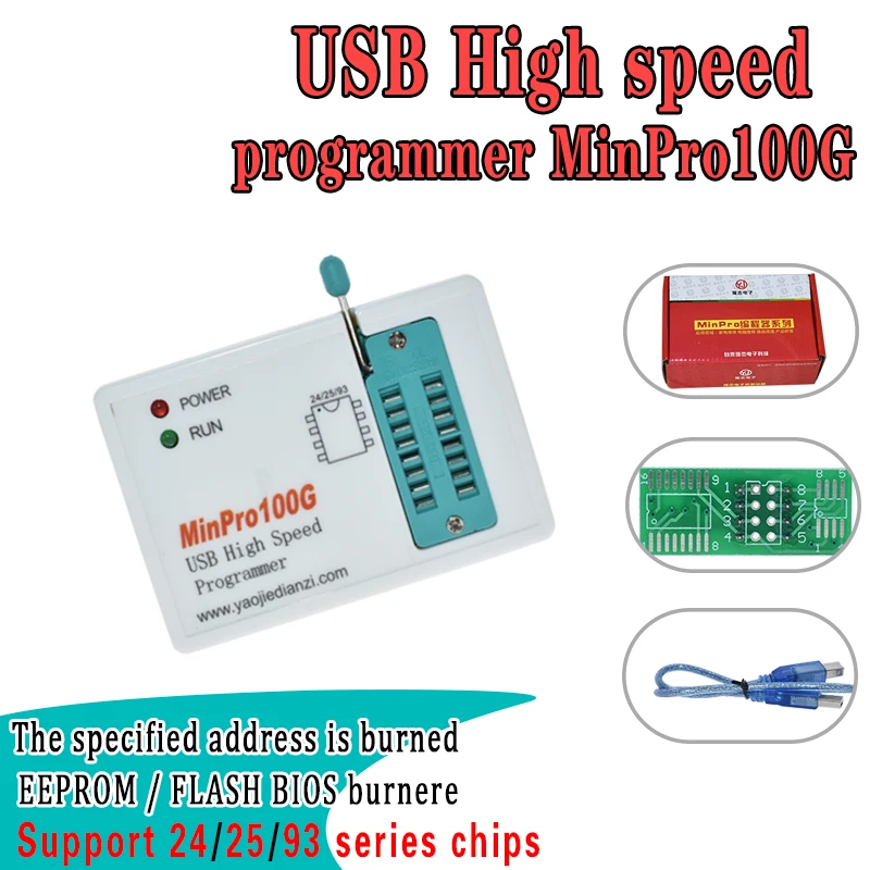 MinPro100E MinPro100G BIOS Programmer in FLASH SPI 24/25/95 Read and Write USB Memory Burner