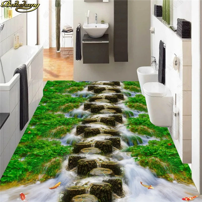 

beibehang Grass Creek Creek Bridge 3D Balcony Walkway Flooring wall papers home decor papel de parede 3d para sala 3D floor