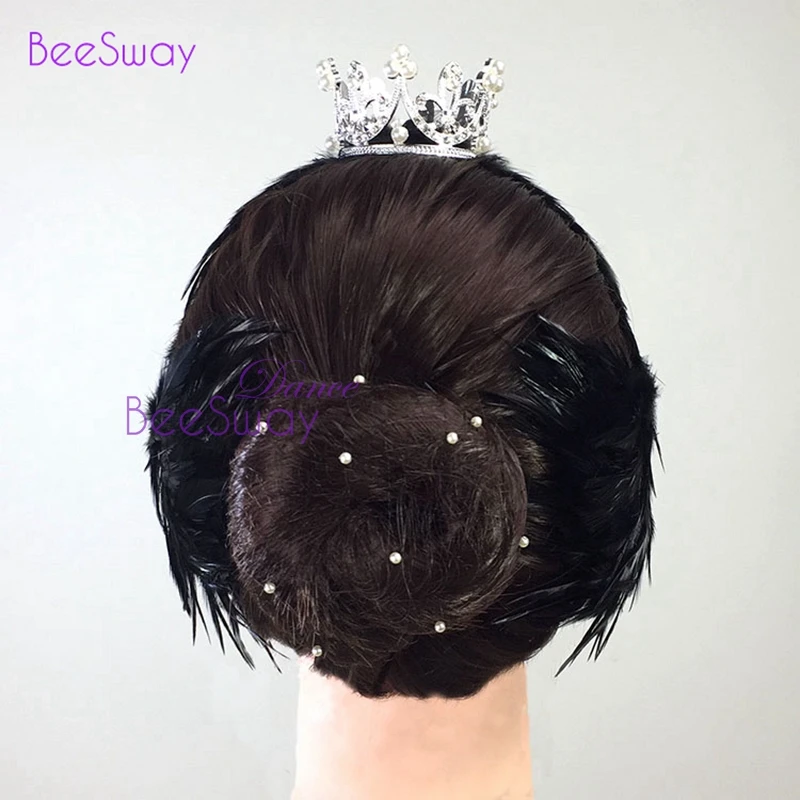 Black White Swan Lake Ballet Headpiece Crown Real Feather Headwear Headdress Hand Made Nutcracker Hair Headband Ballet diadem