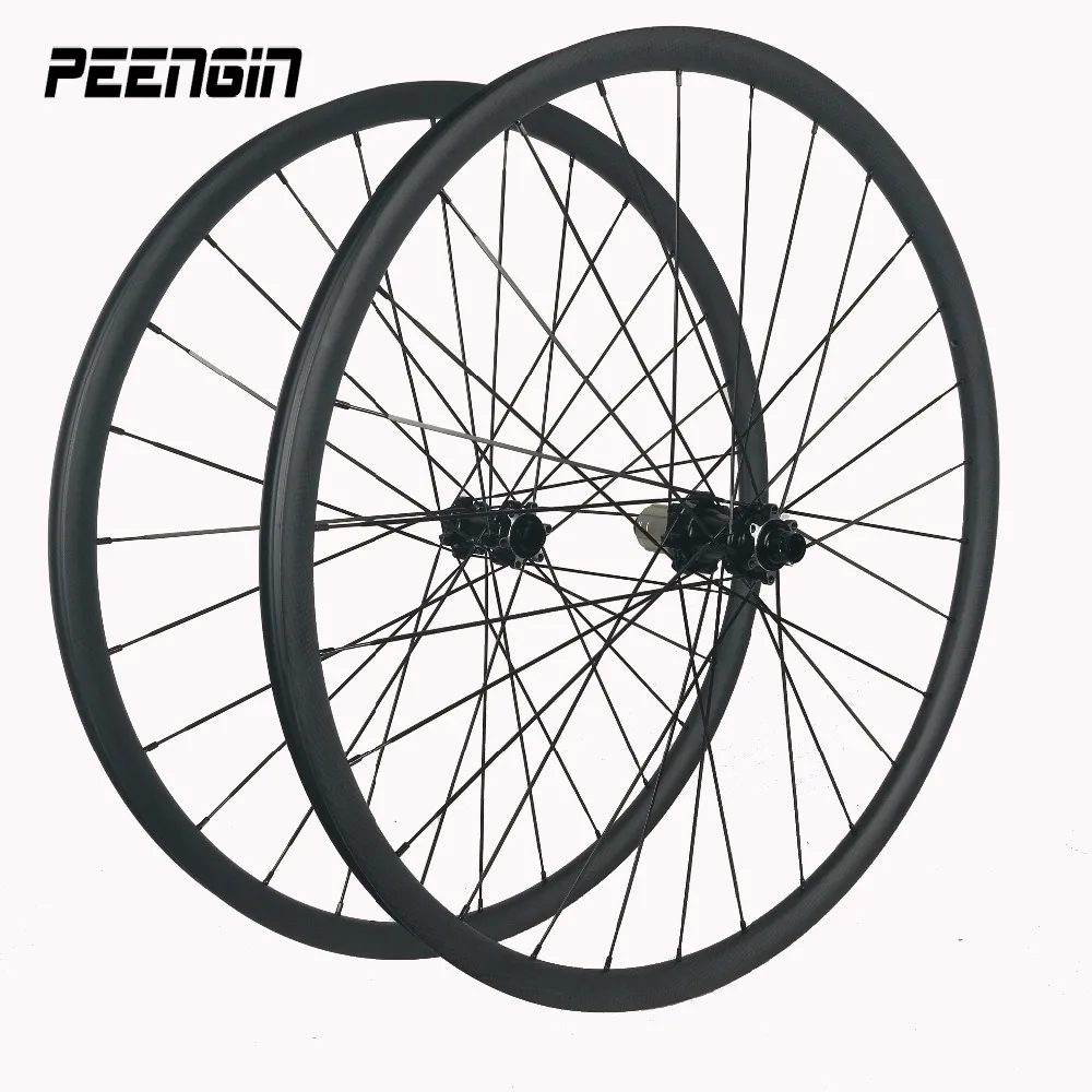 Rueda Mtb 29er/27.5Inch 27Mm Vành Rộng Carbon Clincher Xe Đạp Phanh Đĩa Bánh Xe Tookless Băng Vệ Sinh Dạng XC phát Hành Nhanh Wheelset