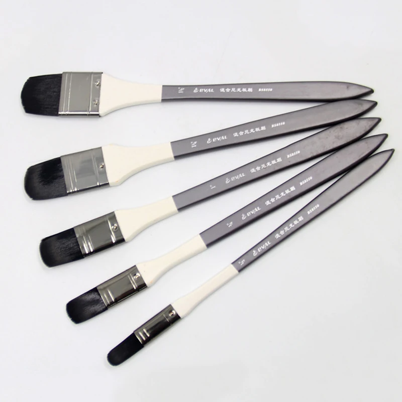 5pcs/Set High Quality mew nylon brush painting black row brush oil painting acrylic wall painting Hazel shape painting brush