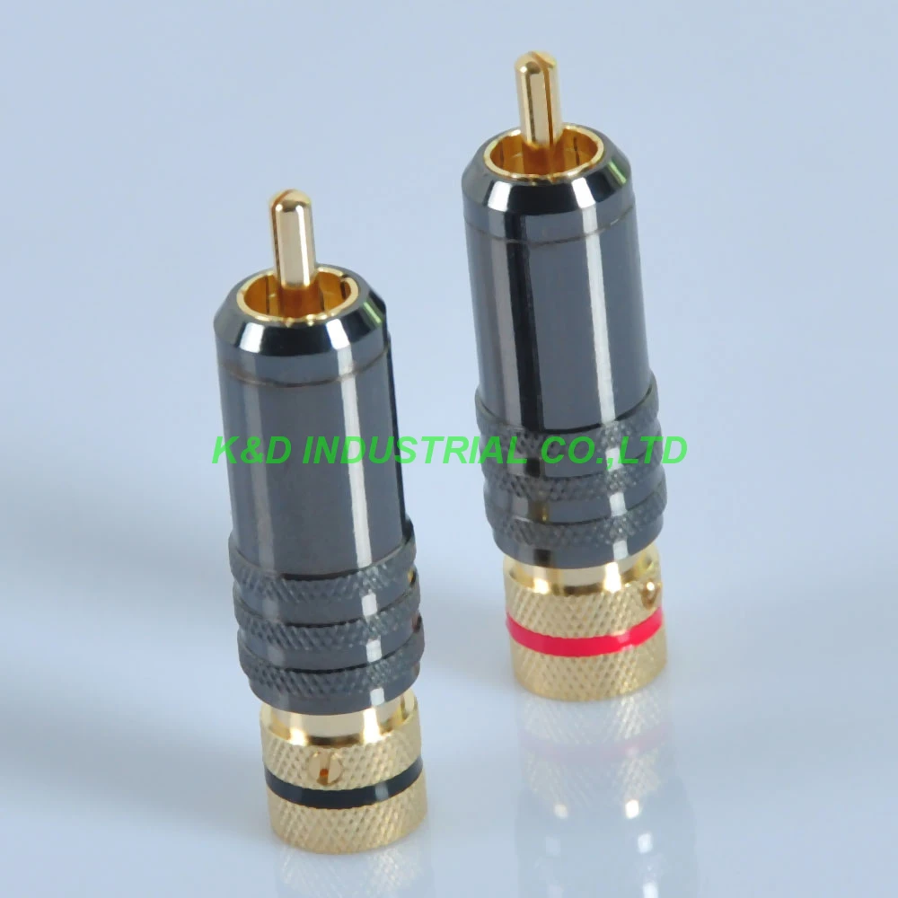 

2Pairs Gold Plated RCA Plug Male Screw Banana Locking Audio Grade Connector