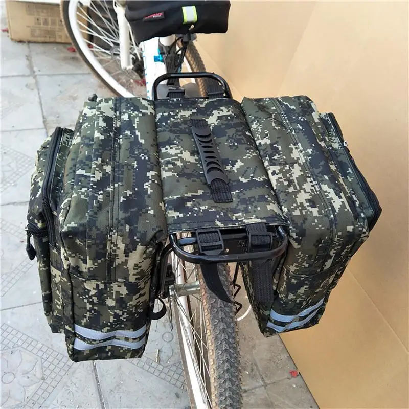 Mountain road bicicleta 2 em 1 camo tronco sacos de ciclismo duplo lado traseiro rack cauda assento pannier pacote bagagem transportadora