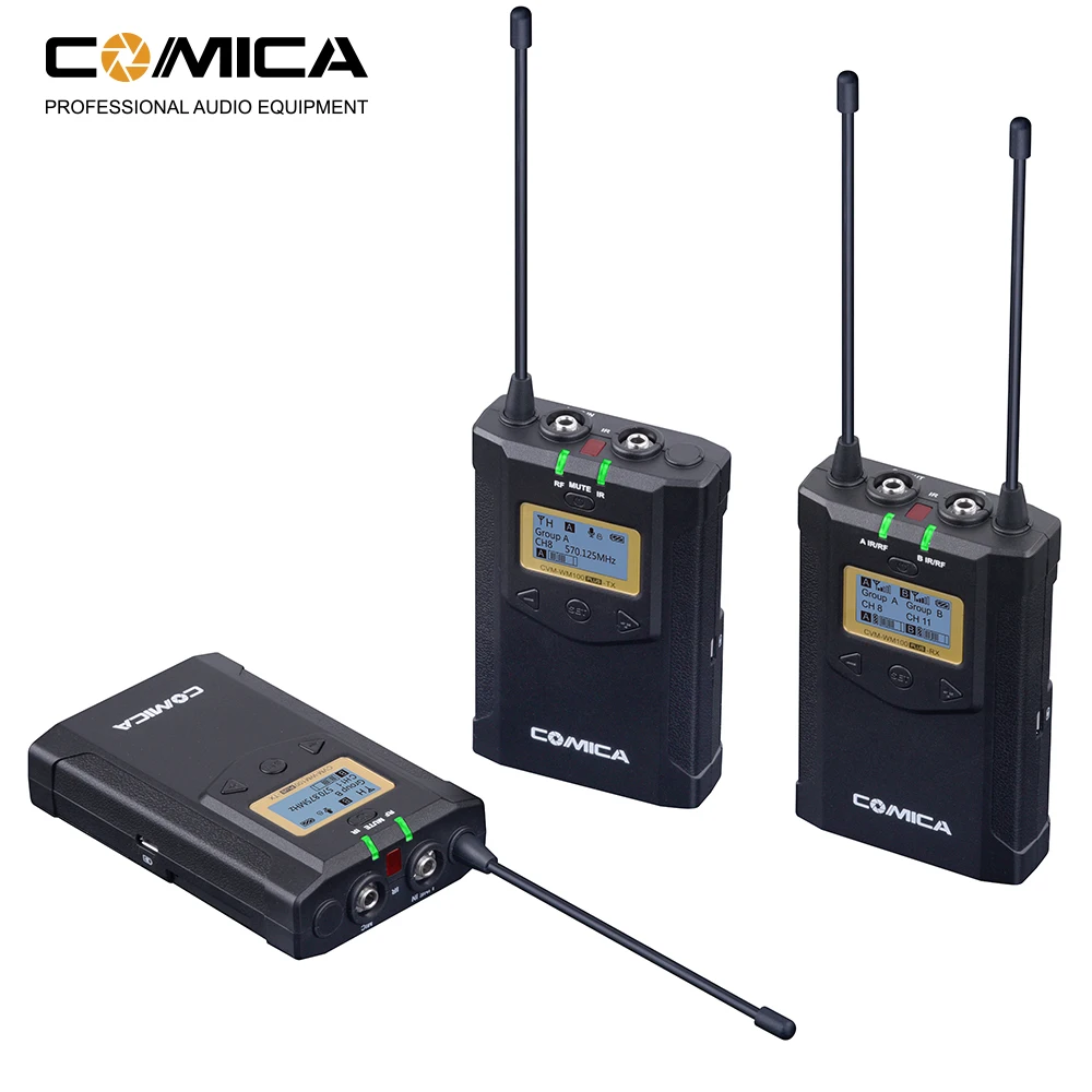 COMICA CVM-WM100 PLUS Wireless Microphone UHF 48 Channels Mono Stereo Can Real Time Monitoring Mic For Camera Recording studio