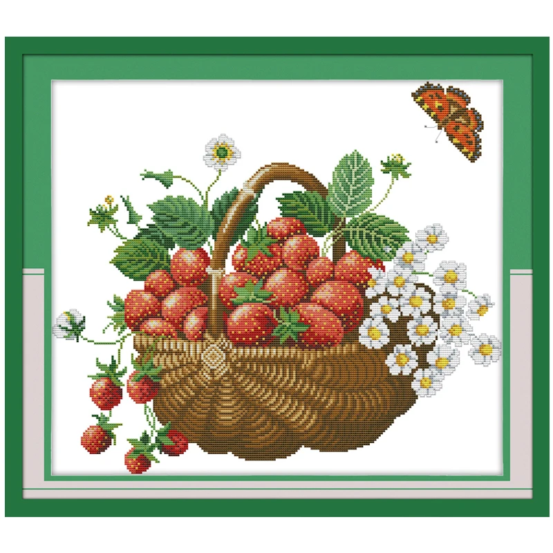 Tempting Strawberry Patterns Counted Cross Stitch Set DIY 11CT 14CT 16CT Stamped DMC Cross-stitch Kit Embroidery Needlework Gift