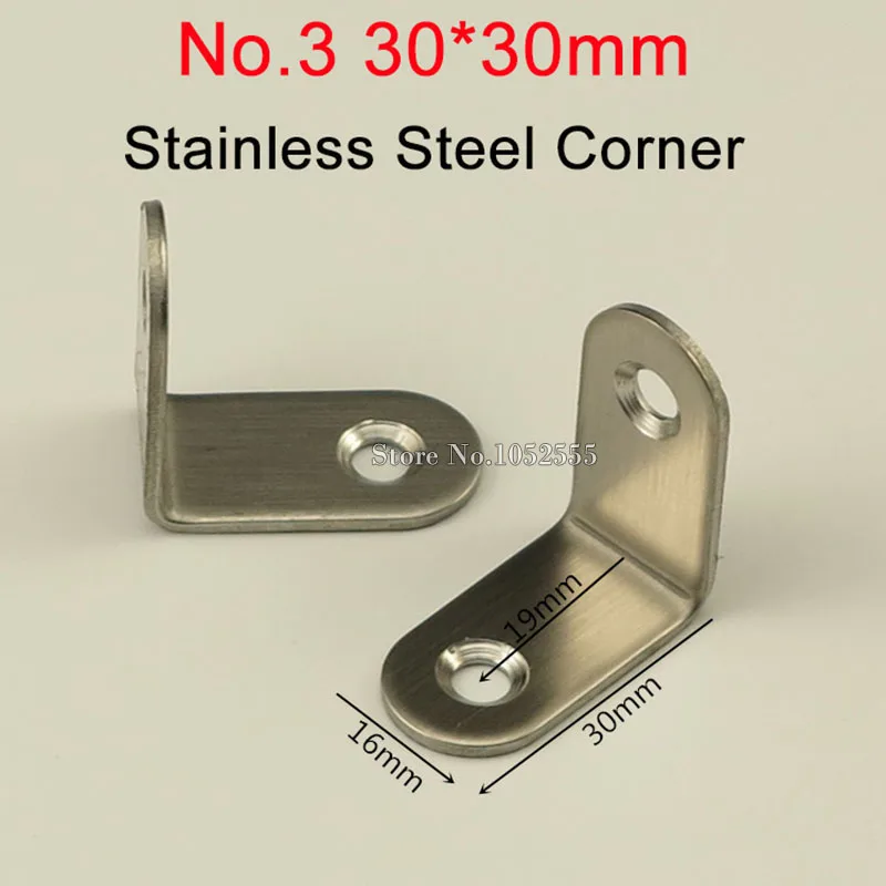 

500PCS Stainless Steel Corner Braces 30X30mm Right Angle Bracket Metal Furniture fittings 90° board frame shelf support Brackets