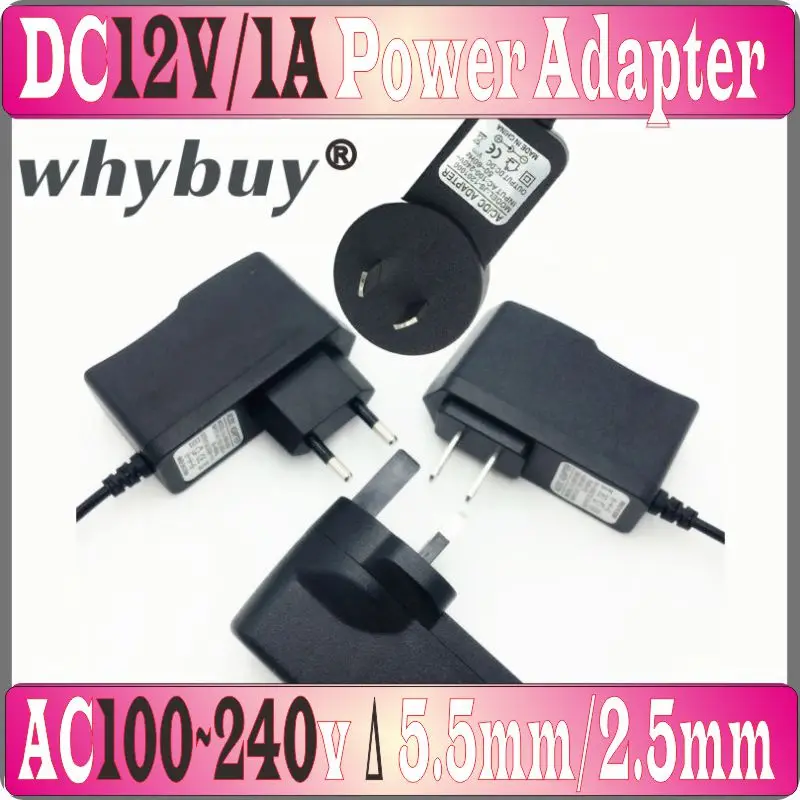 

AC Power Adapter Charger 12v1a AC 100V-240V AC-DC Adapter Output 12V 1A 1000mA DC Connector 5.5mm*2.5mm,