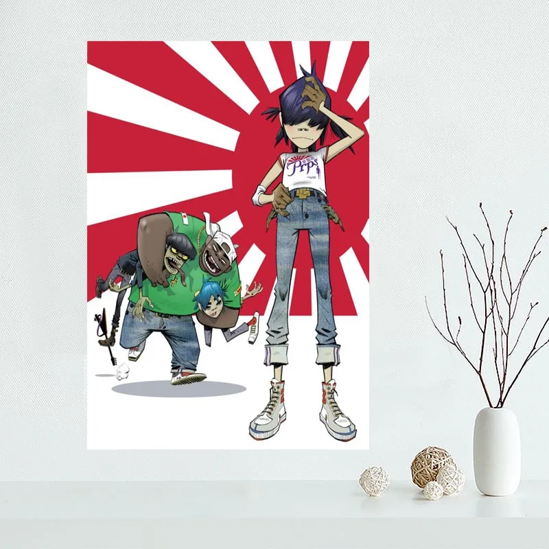 Hot Sale Custom Gorillaz Canvas Poster Home Decoration Wall Art New Arrival Cloth Silk Fabric Wall Poster Print