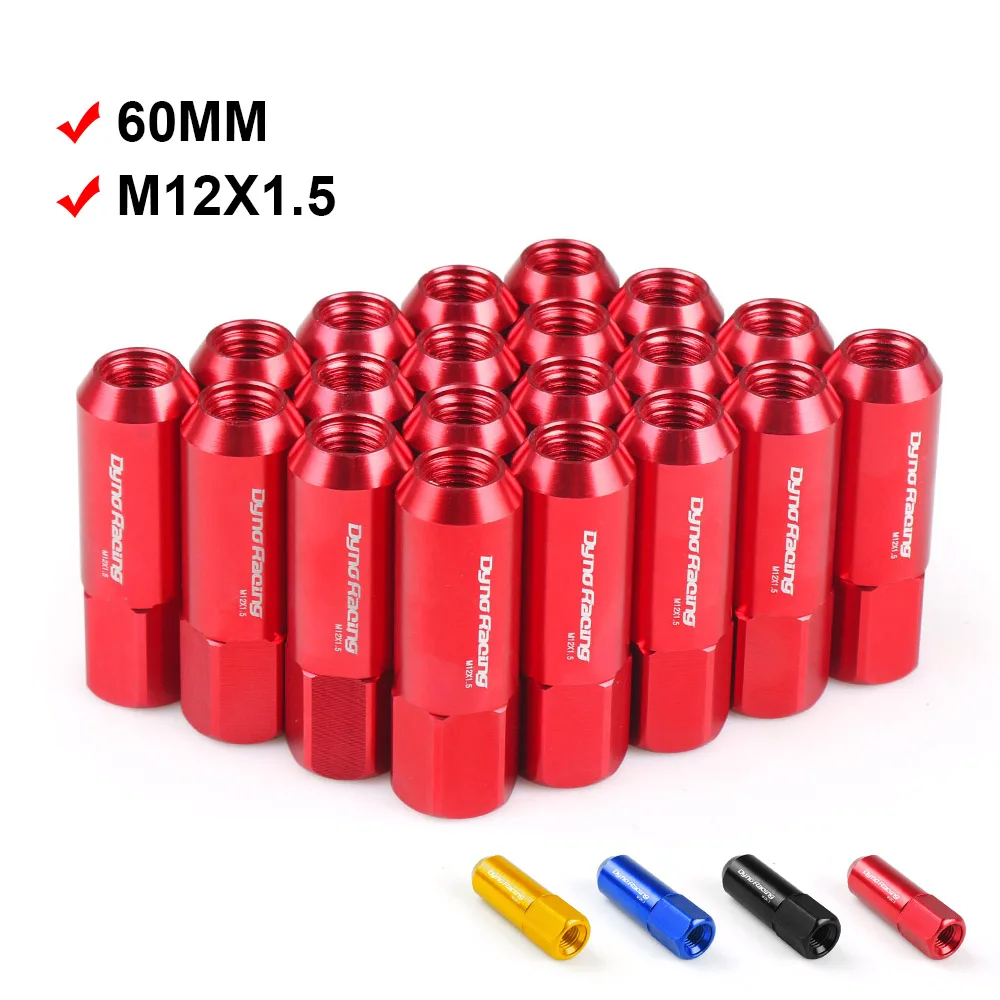 20PCS M12 X 1.5 Wheel Lug Nuts 60mm Aluminum Racing Lock Lug Wheel Nuts Screw TT100442