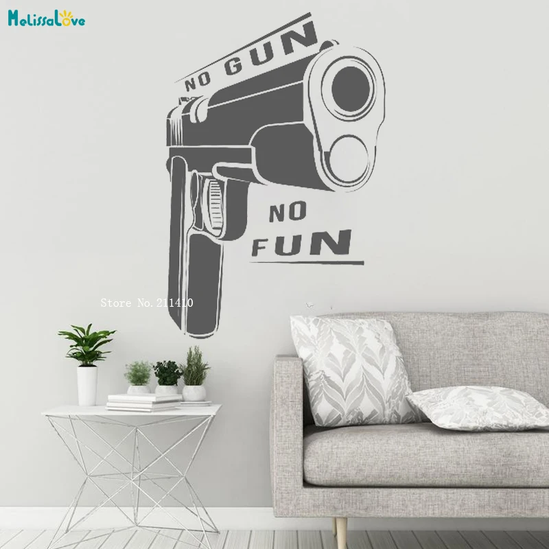 Gun Vinyl Wall Decal Quote Gangster Weapon Decoration Room Stickers Murals Office Decoration Cool Design Self-adhesive YT1611