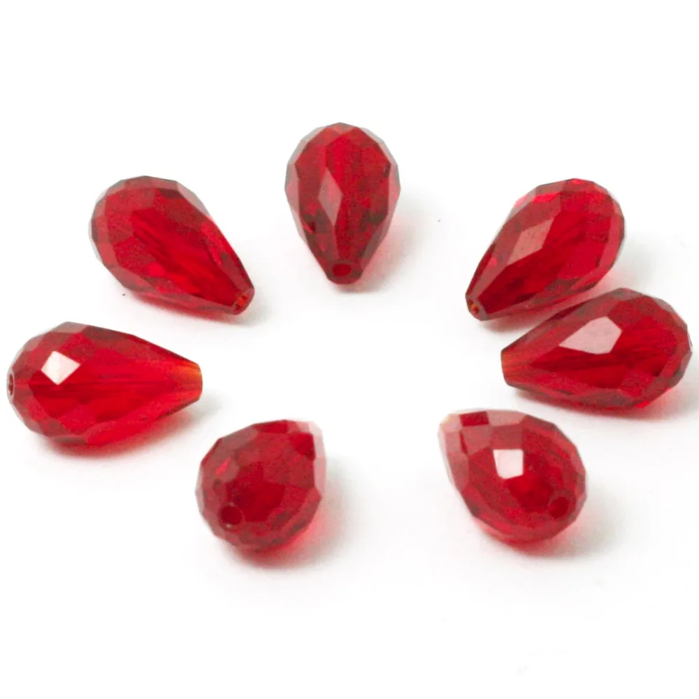 Top Quality Tear Drop Crystal Beads 10 sztuk/partia białe czerwone niebieskie szkło Waterdrop koraliki na bransoletka z koralików naszyjnik biżuteria DIY Making