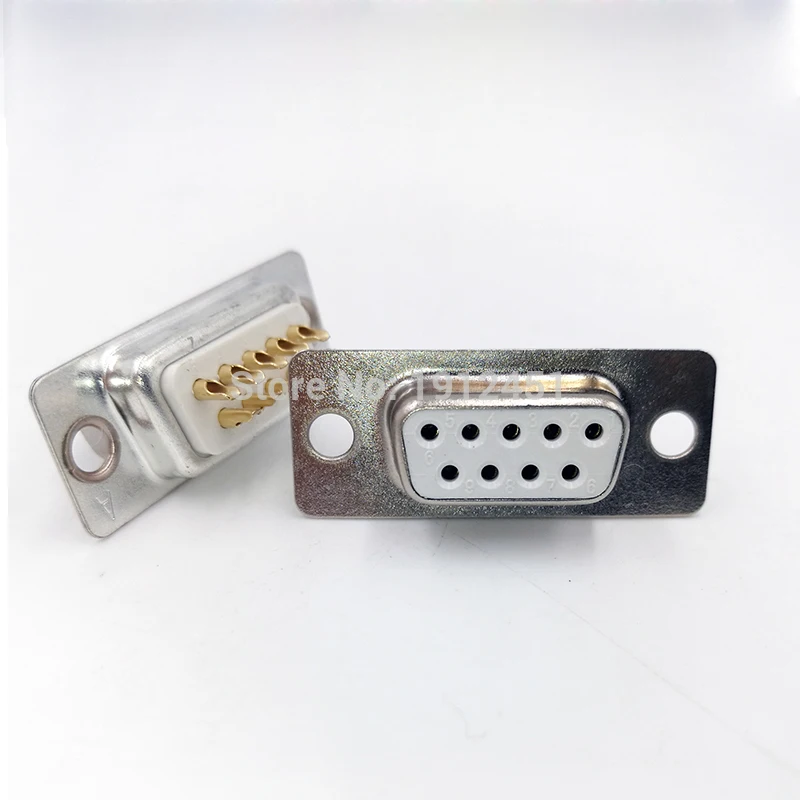 10PCS DB9 core VGA Plug connector 9pin hole socket RS232 female Male plug adapter D-SUB