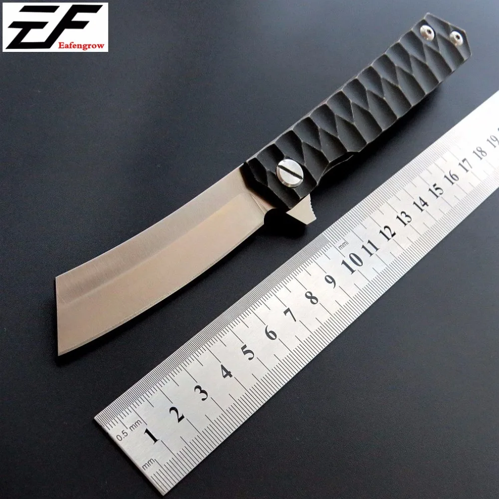 Newest EF97 Bearing folding knife D2 Blade steel 60HRC TC4 titanium alloy handle knife outdoor camping pocket EDC Tool knife