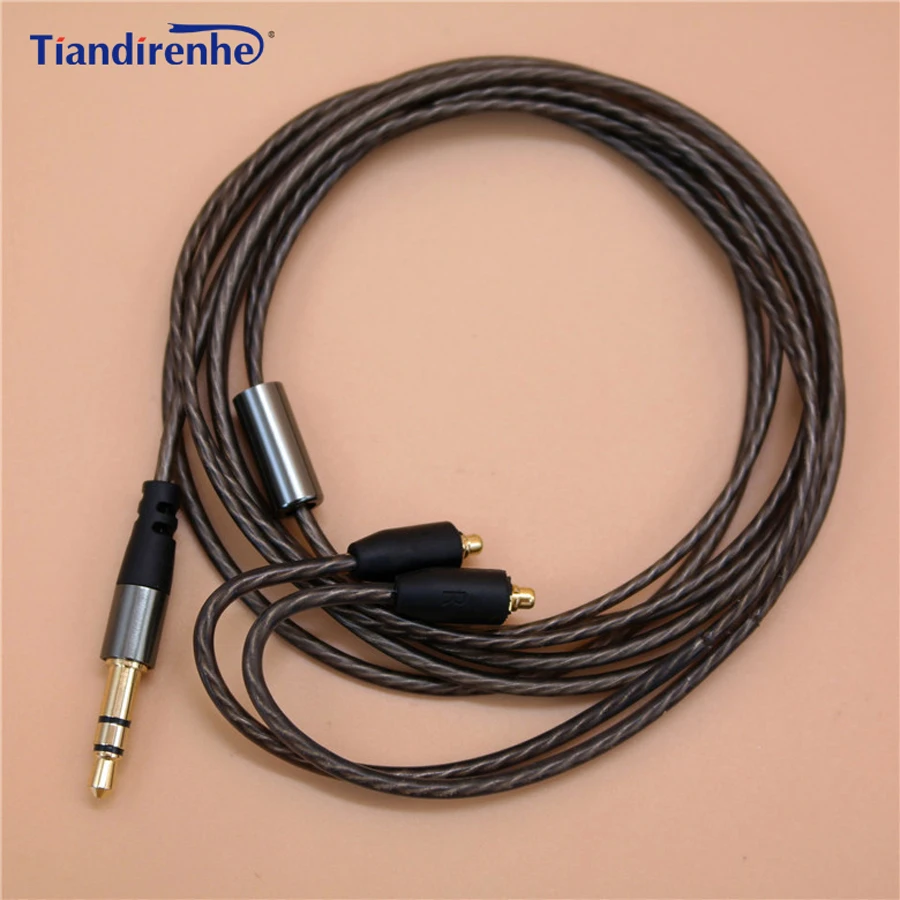 Обновленный посеребренный кабель MMCX, DIY SE215 наушники для Shure SE535 SE846, стереонаушники с басами, Hi-Fi наушники, сменные насадки для наушников, провод