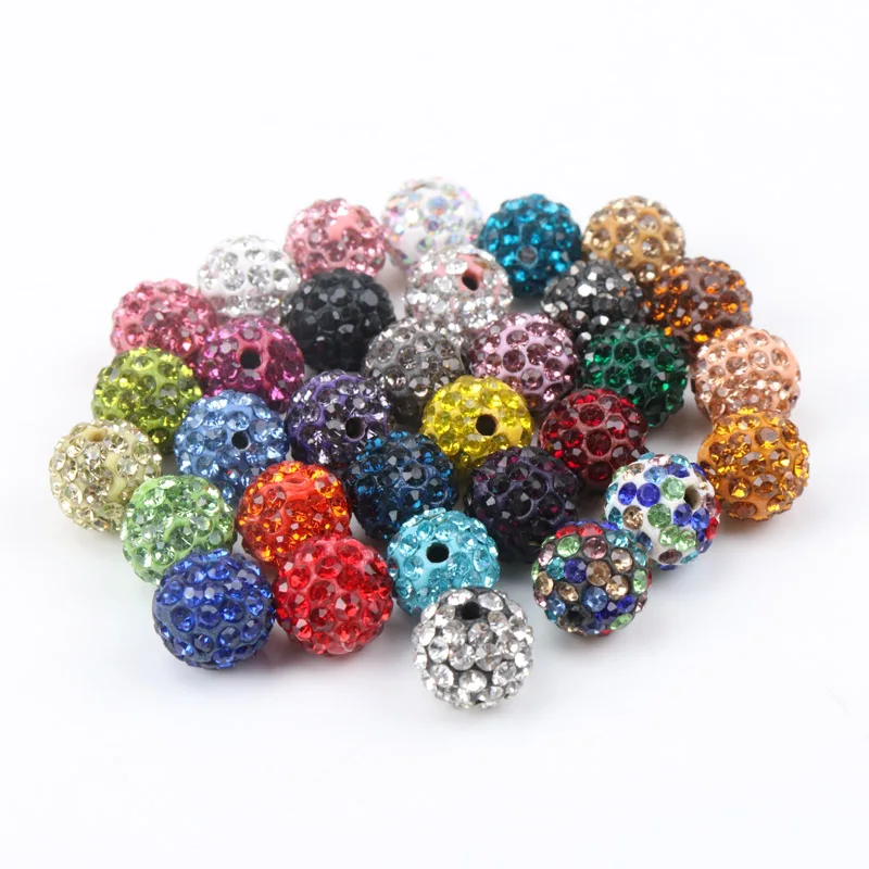 10mm 6 Row Clay Paved Crystal Beads Disco Rhinestone Ball For Diy Bracelet jewelry making 25 kinds of color 50pcs S0010