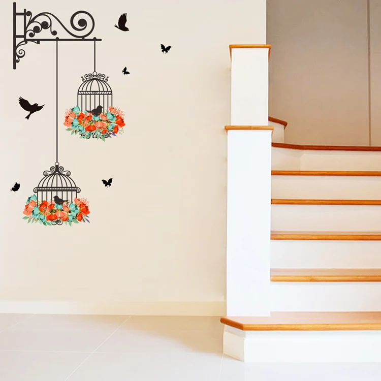 Sticker mural branche et hirondelles