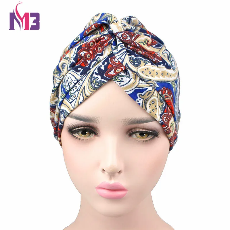 Spring Women Cotton Printing Turban Soft Headwear Twist Headband  Hair Accessories Bandana Hijab Turbante Hat