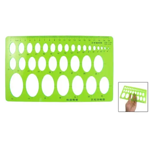 Plastic Students Transperant Chart Oval Template Ruler Measurement Green