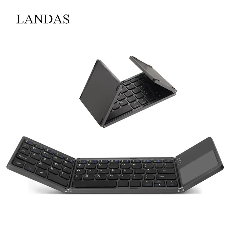 

Portable Touchpad Folding Keyboard Bluetooth Wireless For iPad Tablet Keyboard Rechargeable Twice Fold Keypad For IOS Android