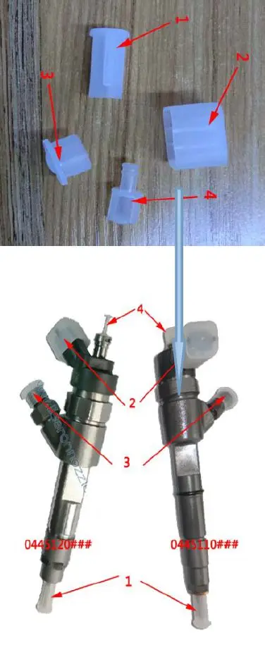 Пластиковые колпачки для инжектора дизельного топлива для защиты инжектора от повреждений, содержат 4 части для инжекторов Bosch 0445110 #