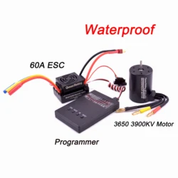 Upgrade  Waterproof 3650 3900KV / 4300KV RC Brushless Motor 60A ESC Programmer for 1/10  RC Car Truck Motor kit