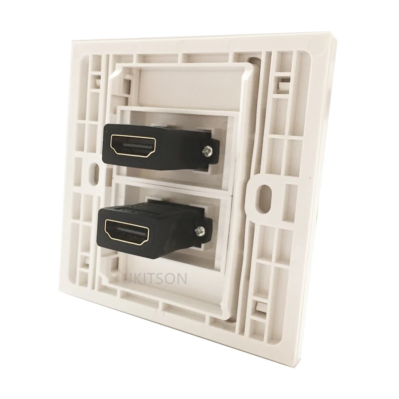Panneau mural Compatible HDMI 2 Ports, prise Audio-vidéo 4K HDMI2.0 86x86mm pour projecteur HDTV PS4/Xbox, systèmes de cinéma maison