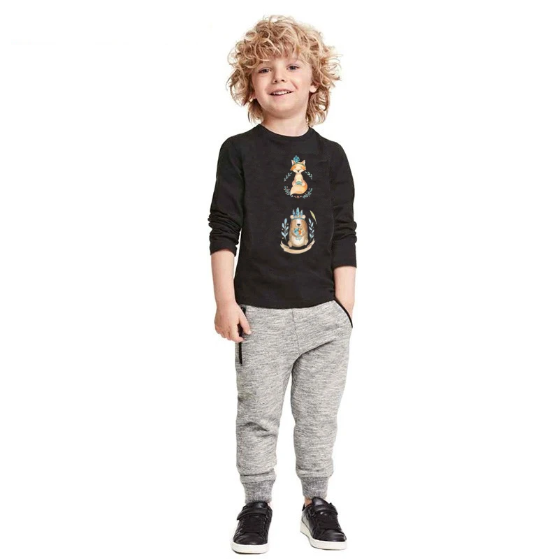 Prajna-ملصق فينيل لنقل الحرارة ، حيوان الغابة ، رسوم متحركة ، أرنب ، غزال ، لطيف ، ملابس أطفال ، DIY ، تي شيرت