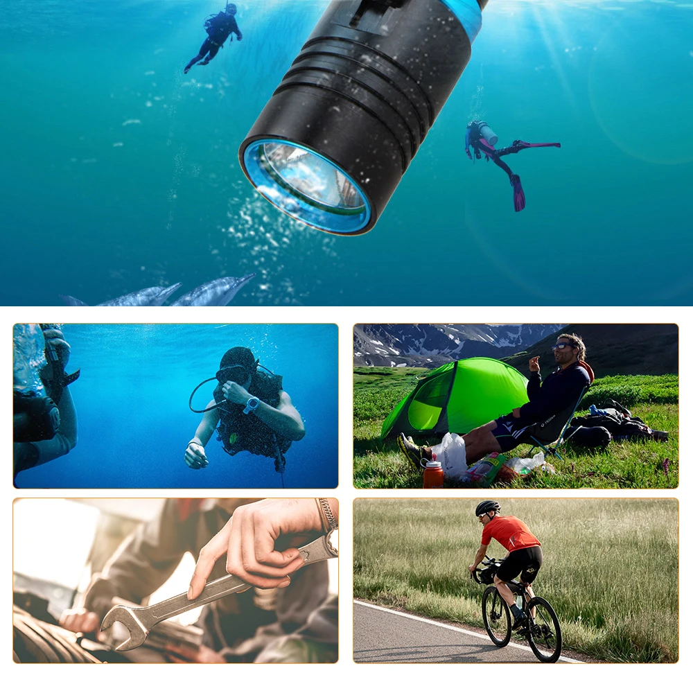 IPX8 Scuba Diving Light 100 Meter L2 Waterproof Underwater LED Flashlight Diving Camping Lanterna Torch With Stepless dimming