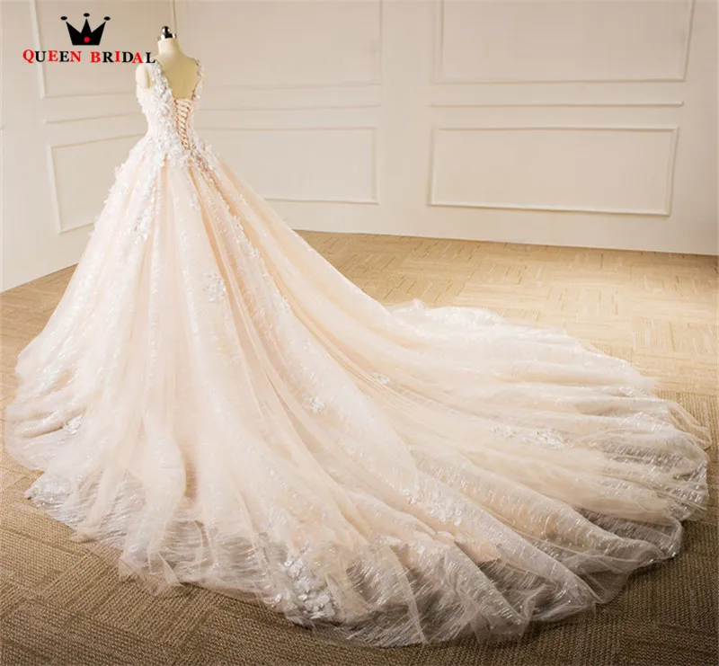 Ball Gown V-neck Fluffy Flowers Lace Luxury Mariage Vintage Wedding Dresses New 2023 Real Photo Wedding Gown Custom Made XH34