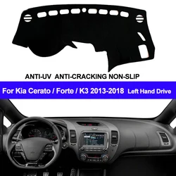 TAIJS Car Dashboard Cover Dash Mat Dash Pad DashMat Carpet ANti-UV NON-Slip For Kia Cerato Forte K3 2013-2015 2016 2017 2018