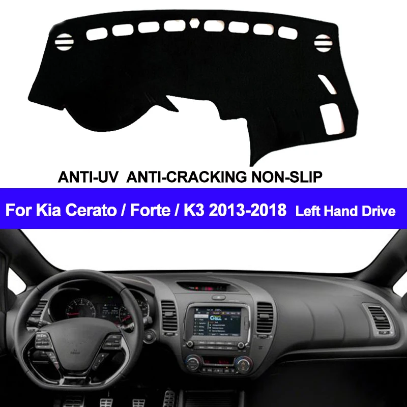 TAIJS Pokrowiec na deskę rozdzielczą Mata na deskę rozdzielczą Dywanik ANti-UV antypoślizgowy do Kia Cerato Forte K3 2013-2015 2016 2017 2018