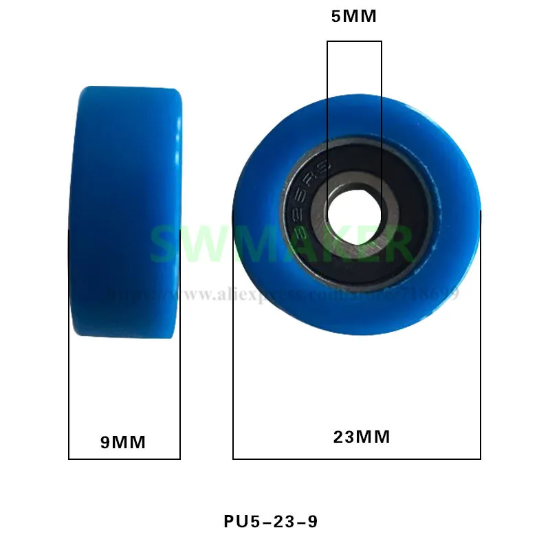 5*22.5*9mm 625PU polyurethane rubber bearing, pulley guide wheel, nylon wheel, roller paper wheel, factory direct sales