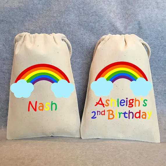 custom name rainbow kids birthday party Candy pouches thank you favor bags wedding Bachelorette Hangover recovery Survival Kits