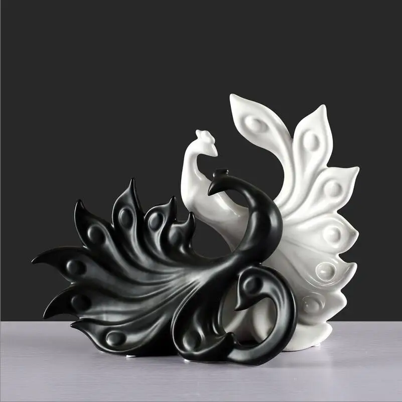 

Creative Ceramic Peacock Ornaments Home Livingroom Porch Bar Figurines Miniatures Office Desktop Accessories Crafts Decoration