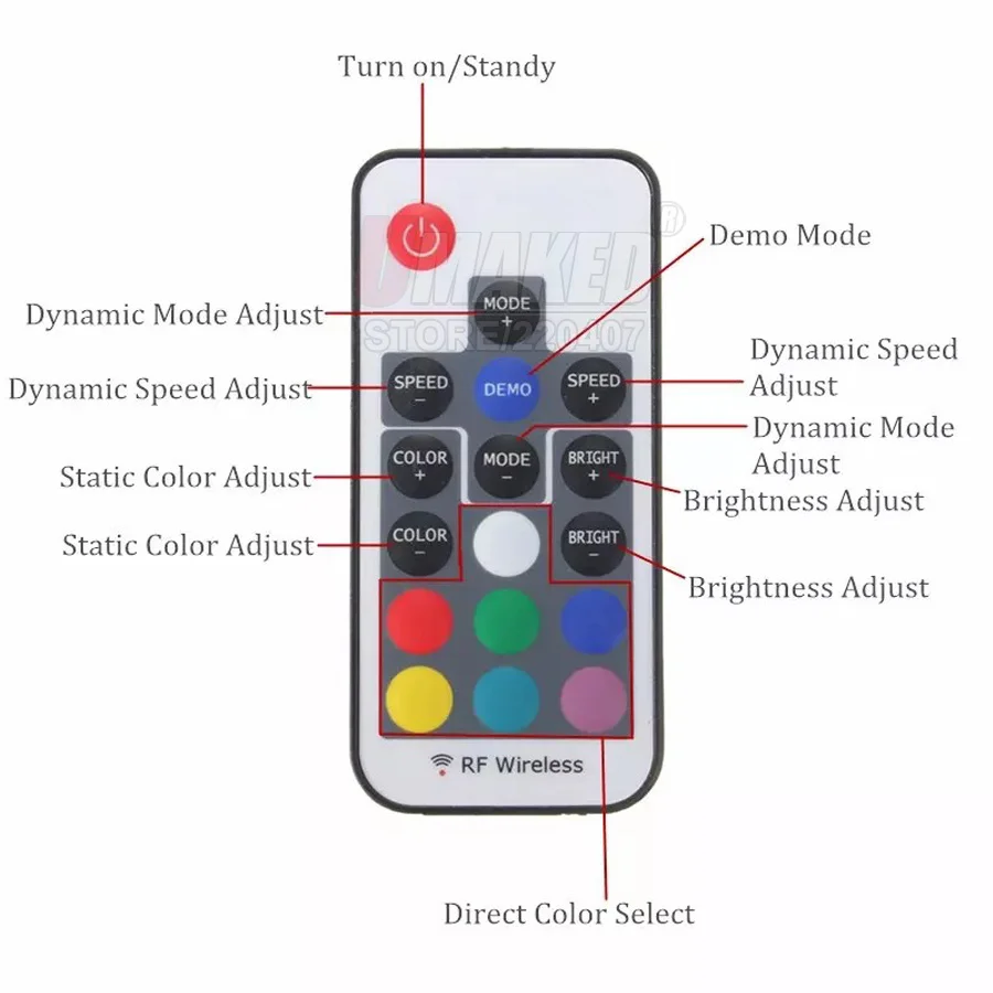1set DC 5V 12V 24V 17 Keys Mini strip controller Wireless RF Remote LED RGB Controller With DC Female And For LED Strip Light