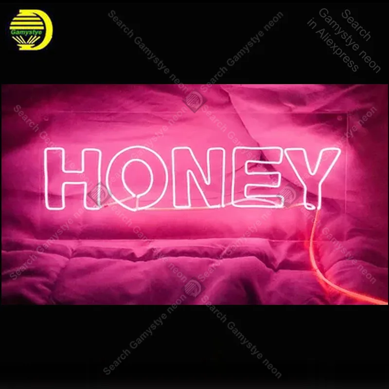 Neon Sign for HONEY neon bulb Sign Beer Bedroom Neon lights Sign with Clear board glass Tube Iconic Advertise Light Bar Signs