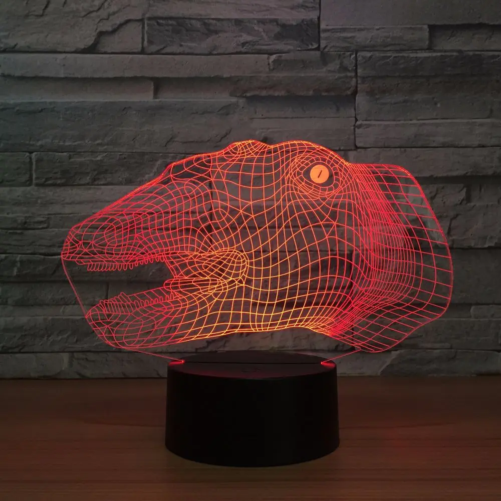 

Crocodile Head Colorful 3d Small Night Light Creative Touch Remote 3d Visual Usb Plug Small Lamp Spot Kids Lights Lamps