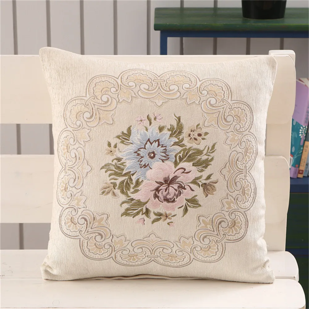 45x45cm Chenille-Stickerei Chinesischer Stil Pfingstrosen-Blumen Wohnzimmer Sofa Stuhl Kissenbezug – Detail 3