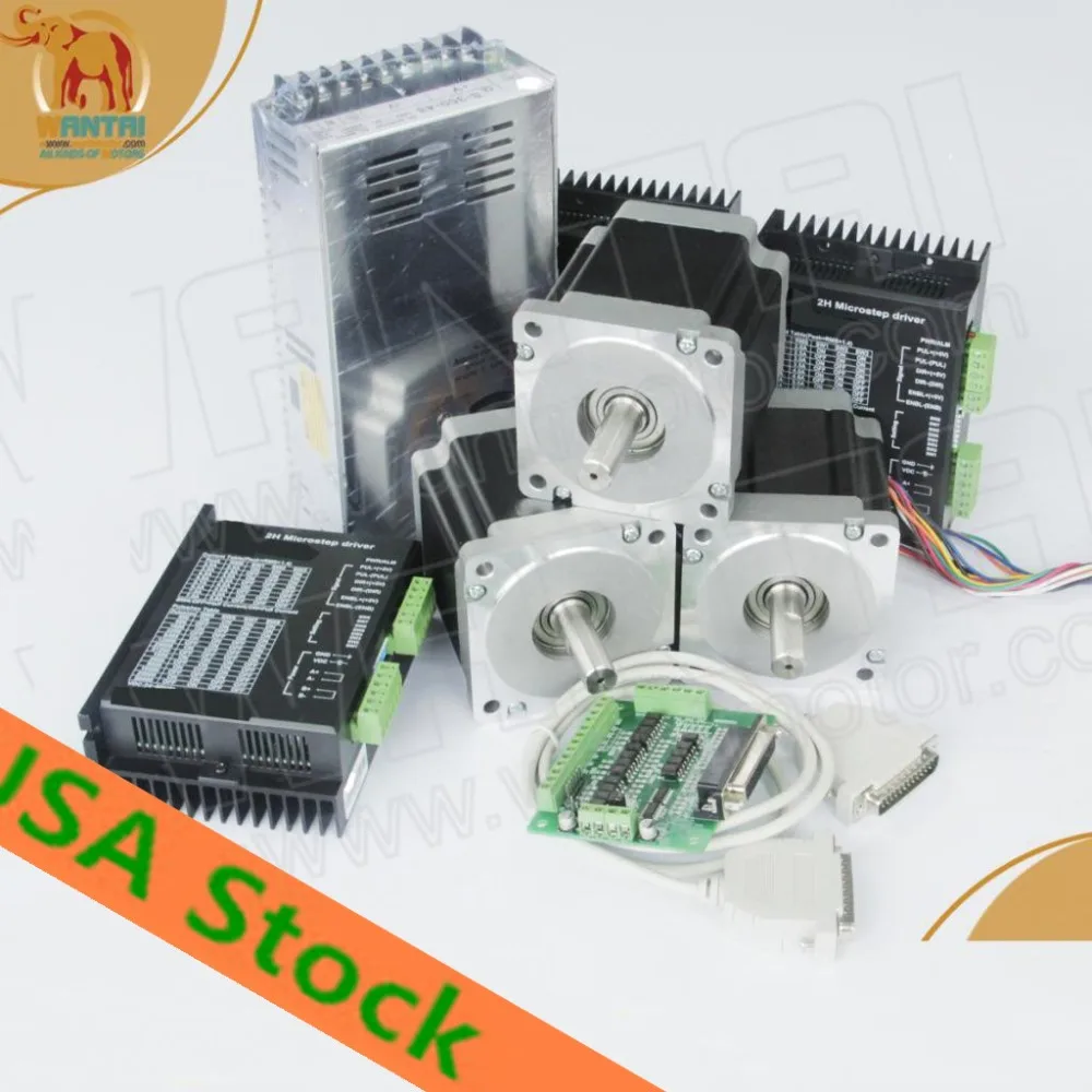 USA Free! Wantai 3 Axis Nema23 Stepper Motor 57BYGH633 270oz-in 78mm 6-lead+Driver DQ542MA 4.2A 50V 125Micro CNC Router Kit