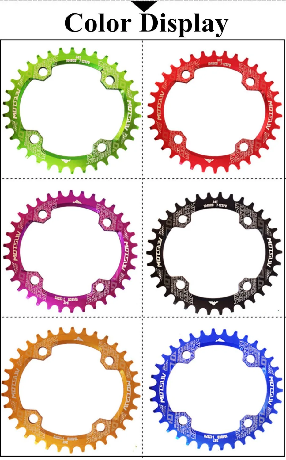 MOTSUV Bicycle Oval Shape Narrow Wide Chainwheel 32T/34T/36T/38T 104BCD Chainring Bike Oval Crankset Single Plate Bicycle Parts