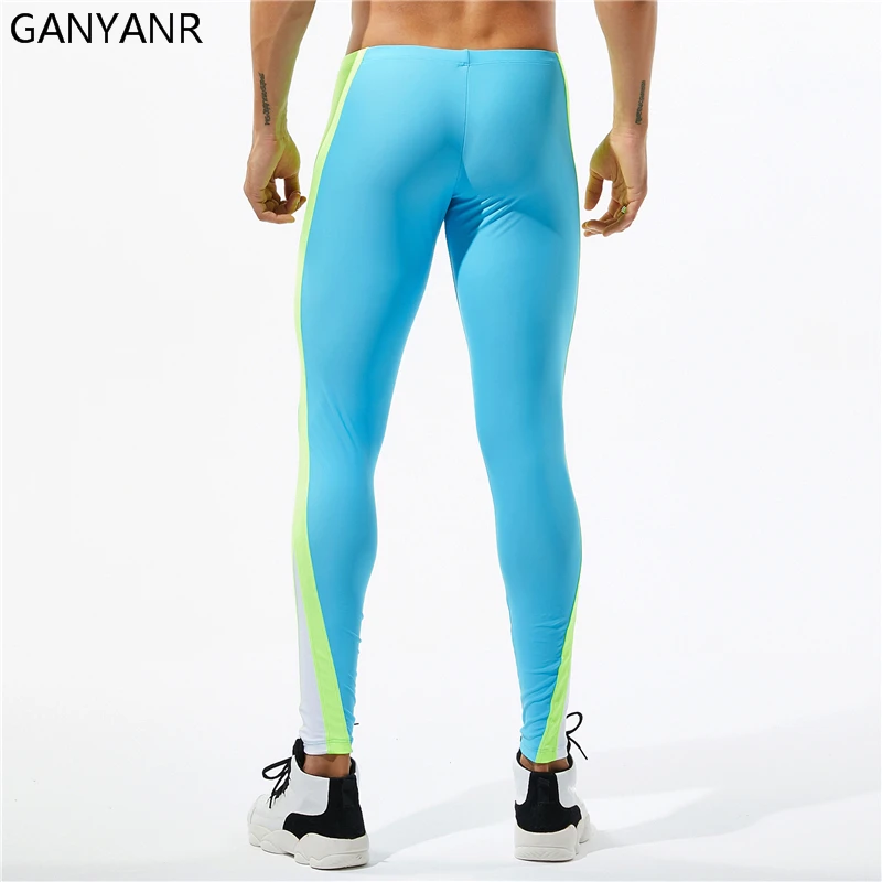 GANYANR Running Tights Men Sports Legging Fitness Yoga Basketball Compression Athletic Long Bodybuilding Gym Jogging Pants Skins