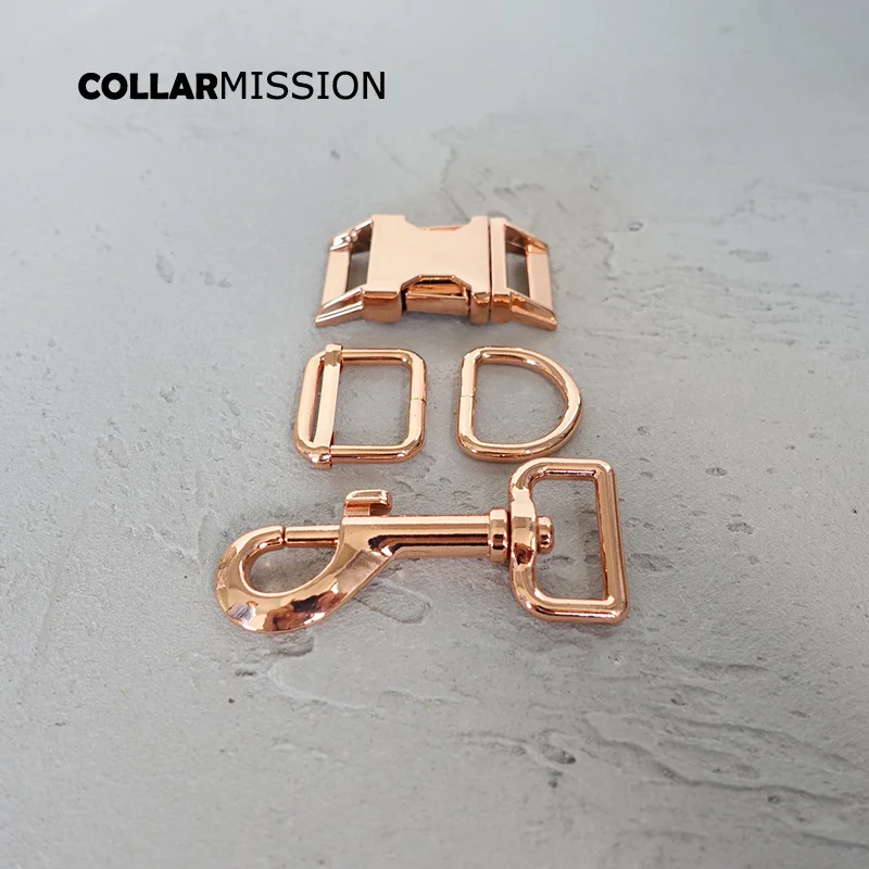 100pcs/lot (metal buckle+adjust buckle+D ring+metal dog clasp/set) plated metal buckle diy 25mm dog collar parts 8 colours