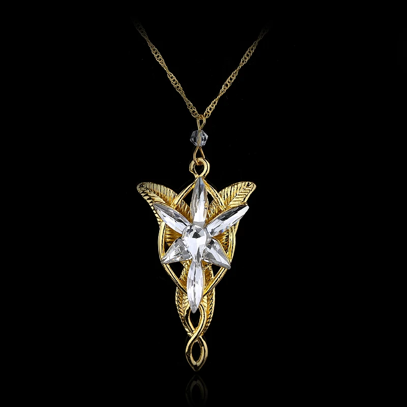 Gold Silver Color The Arwen Evenstar Pendant Necklace Red White Crystal stones Necklace Charm Jewelery Gifts For Women Cosplay