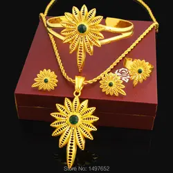 New Stone Ethiopian Jewelry Sets 24K Gold Color Women Girls Ethiopian/Eritrean/African/Arabic Jewelry Set