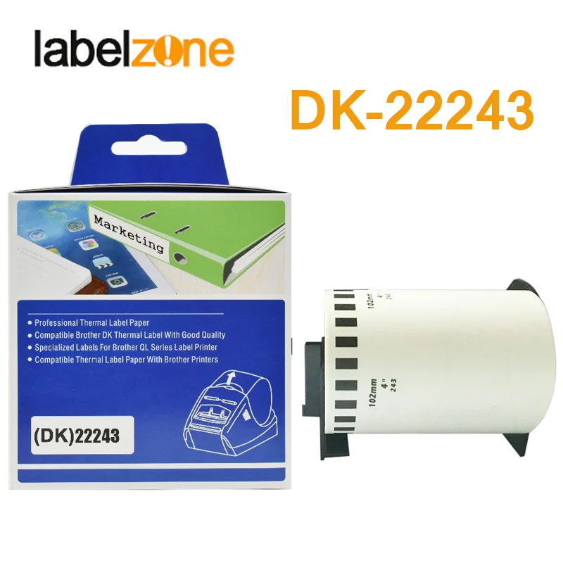 1Rolls DK-22243 102mm x 30.48m Continuous Thermal Paper Compatible for Brother Label Printer White Paper DK22243 DK Paper 243