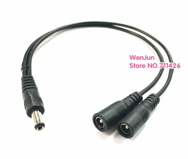 30cm / 50cm DC Power 12V Pigtail DC 5.5mm*2.1mm 1 Male to 2 Female Y Splitter Plug power Cable Jack for monitoring